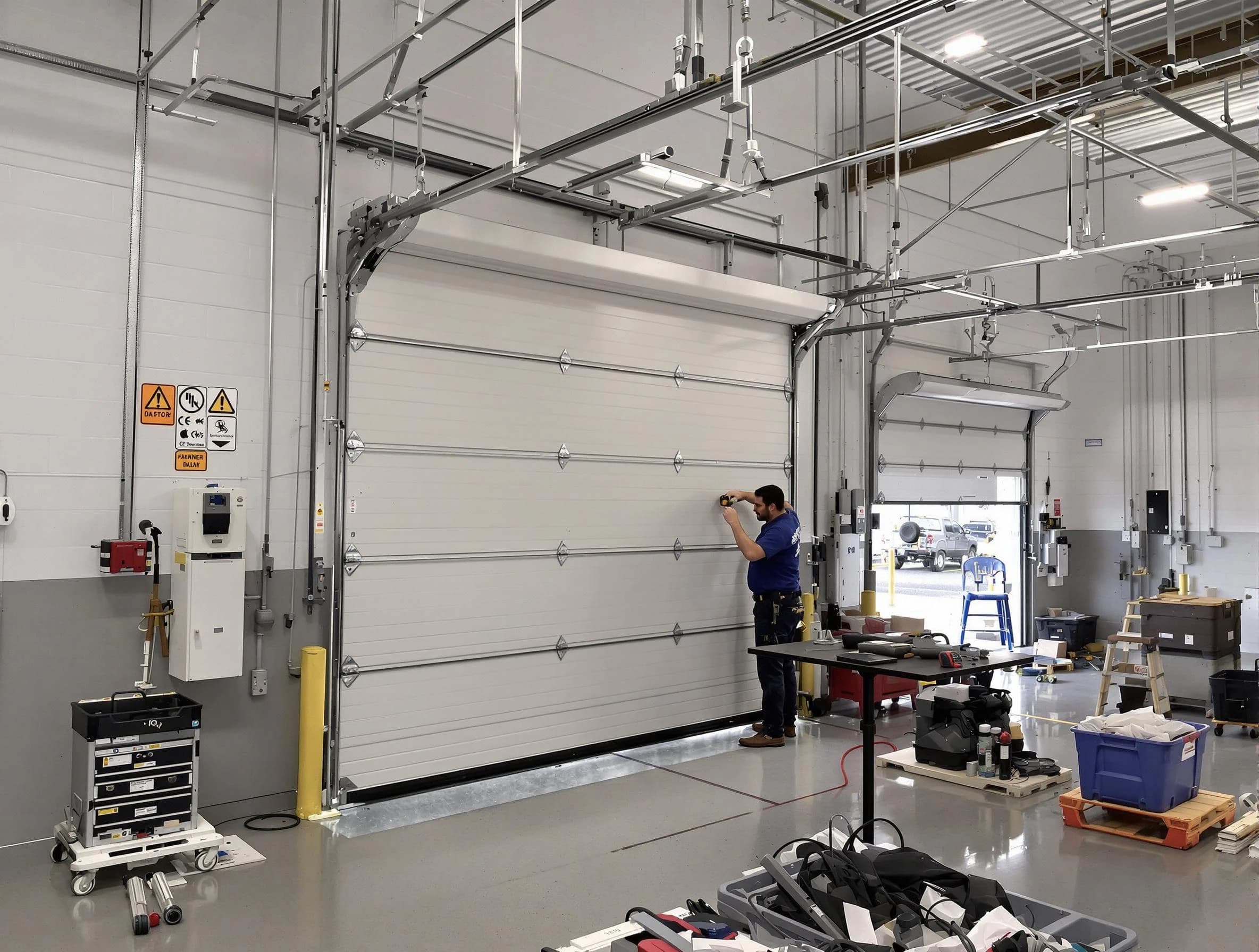 Commercial garage door repair being performed by Argo Garage Door Repair expert in Argo