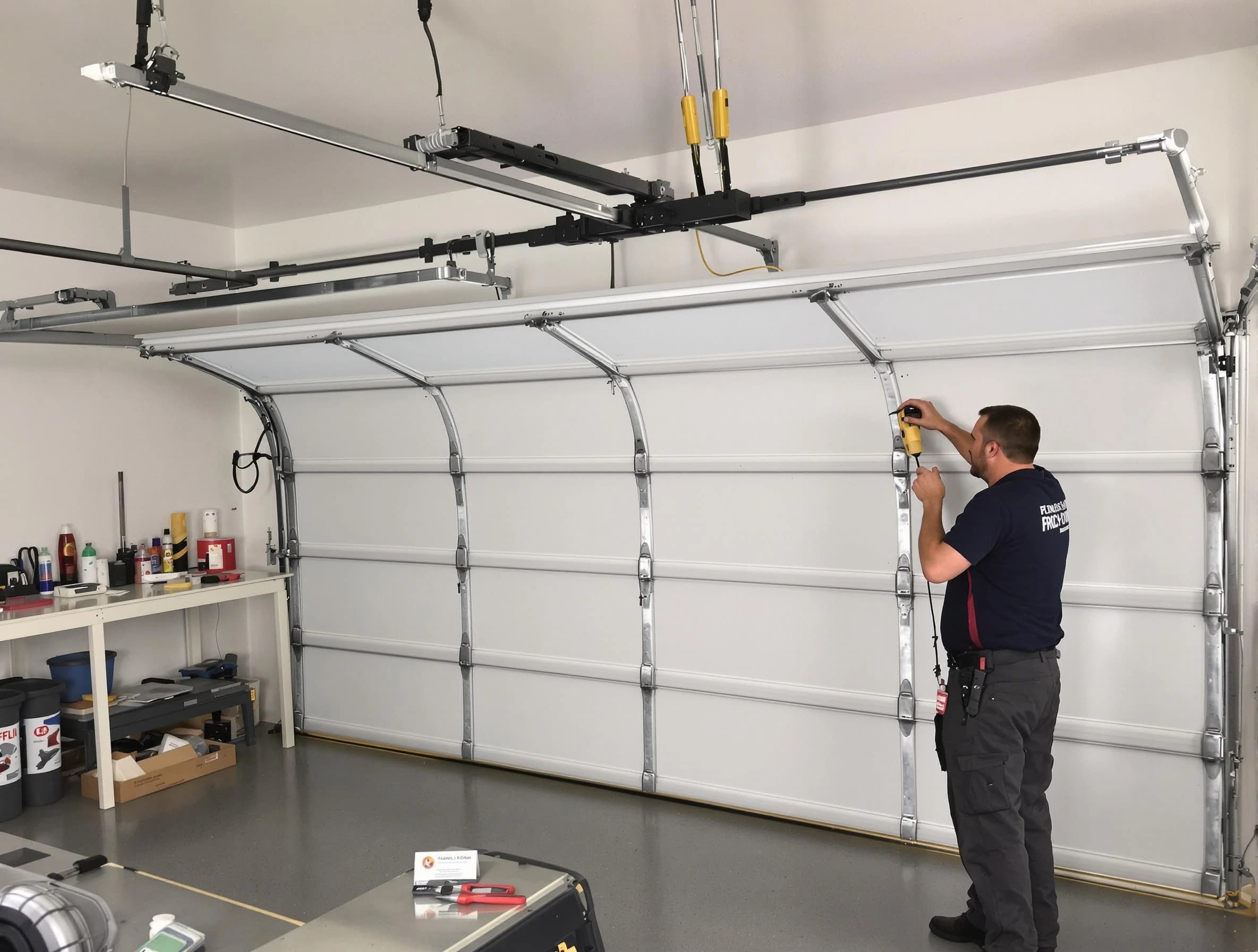 Argo Garage Door Repair certified technician performing overhead door system repair in Argo
