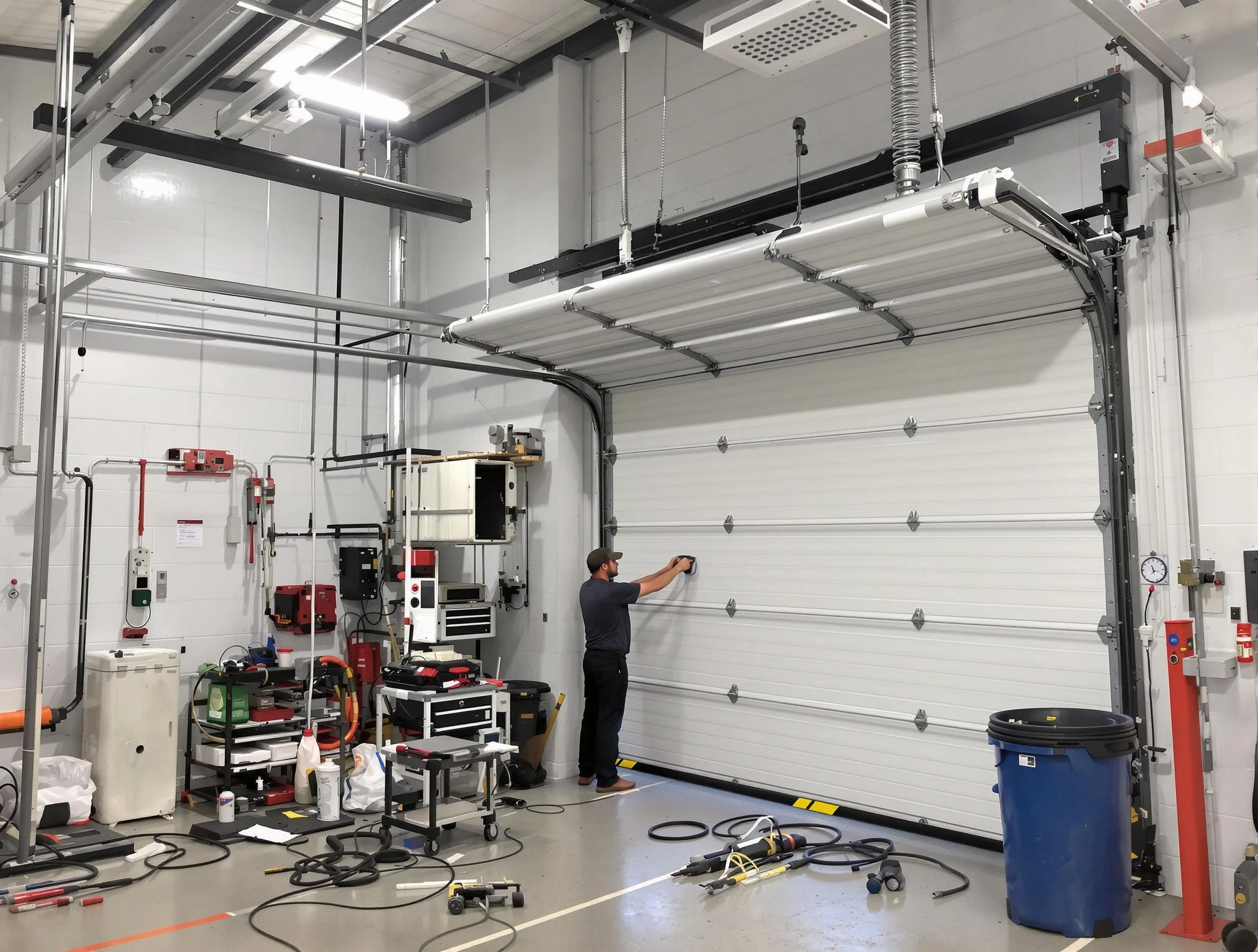 Argo Garage Door Repair certified technician performing commercial door repair at a Argo business facility