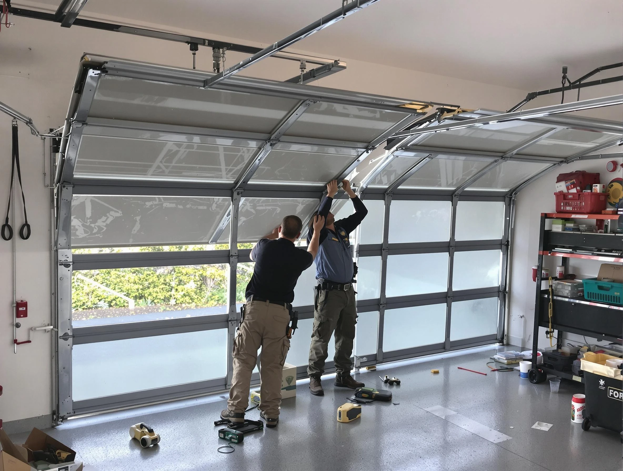 Argo Garage Door Repair expert performing precise panel replacement on Argo garage door