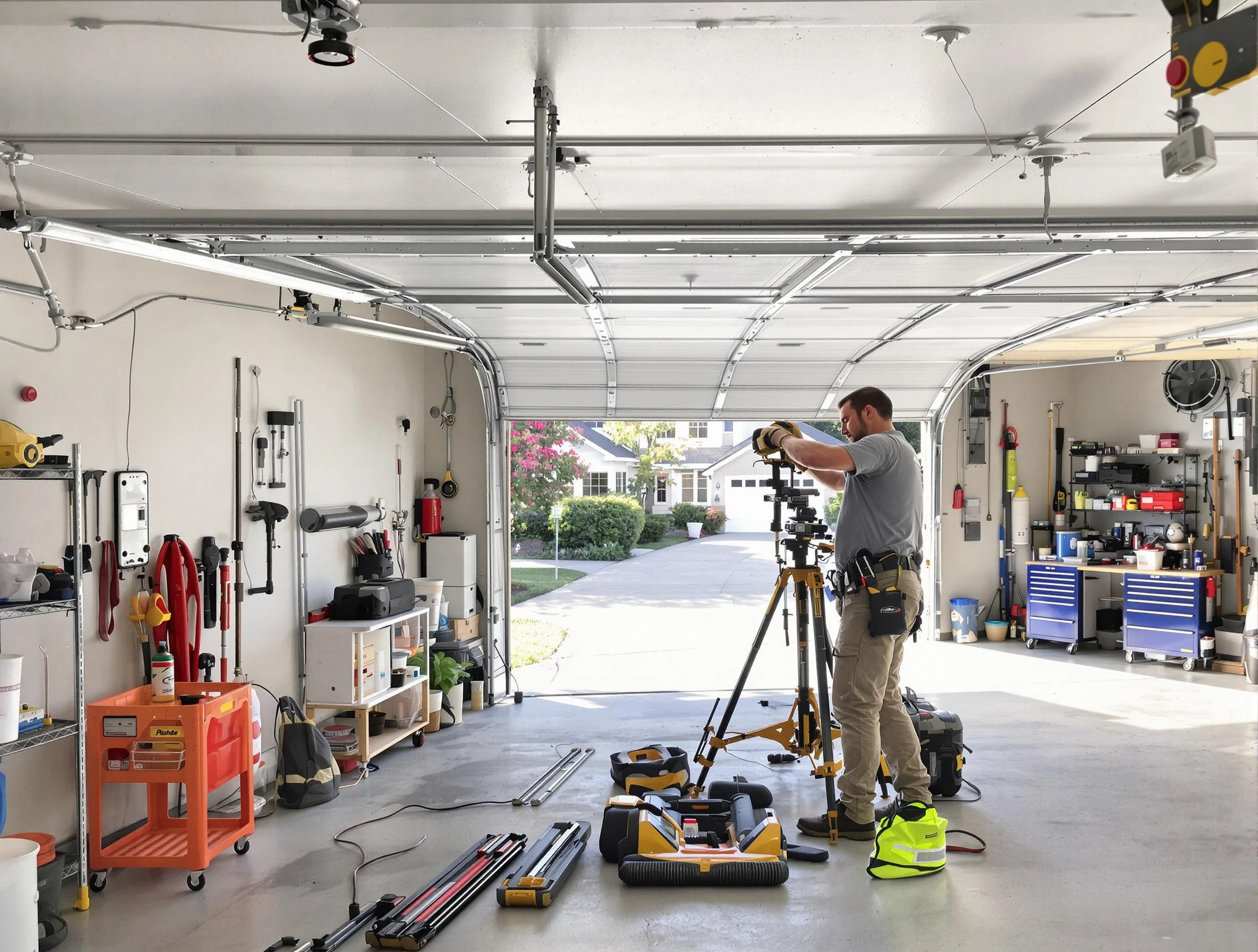 Argo Garage Door Repair specialist performing laser-guided track alignment in Argo